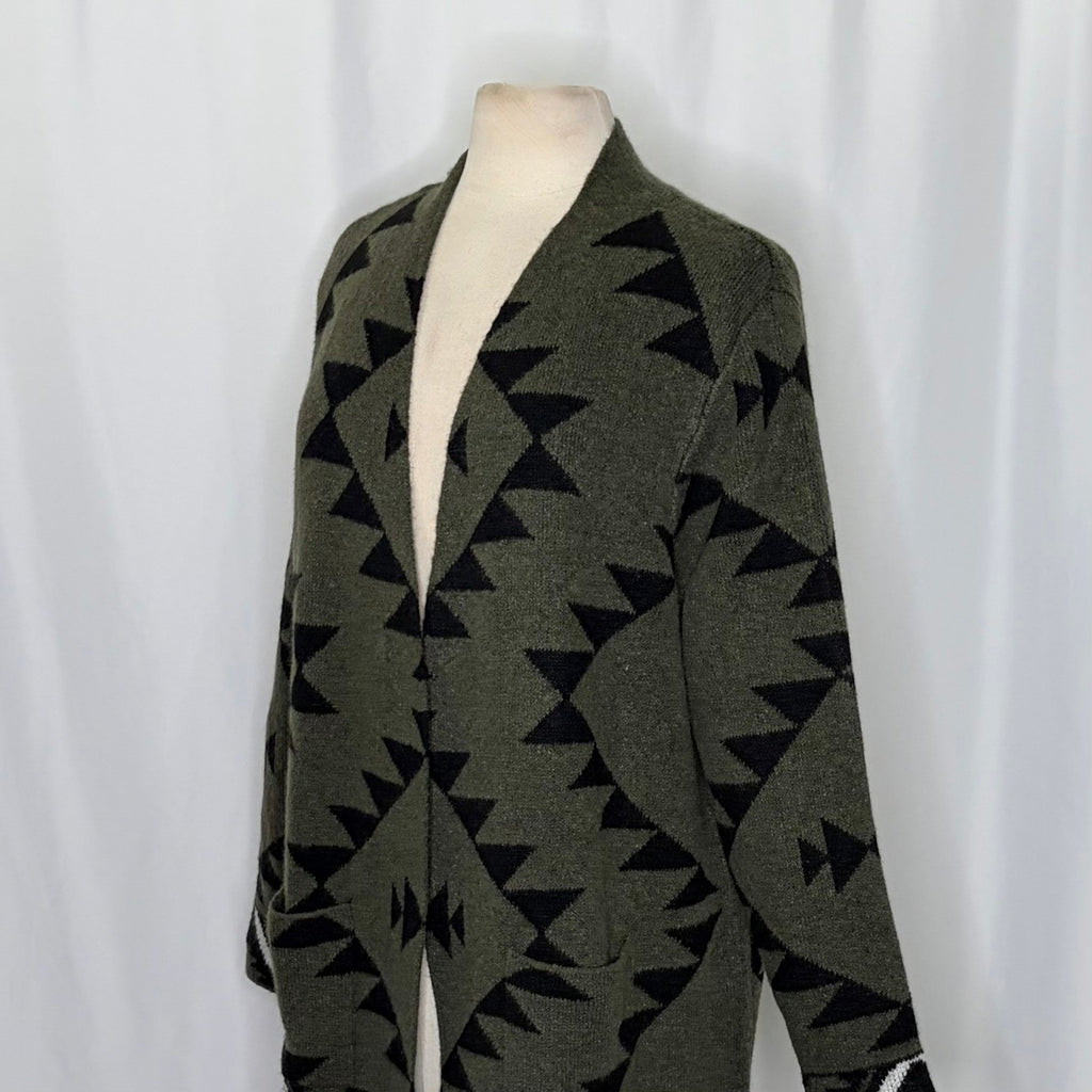 NWT!! FRYE Patterned Cozy Cardigan Sweater Burnt Olive Combo Green X-Large