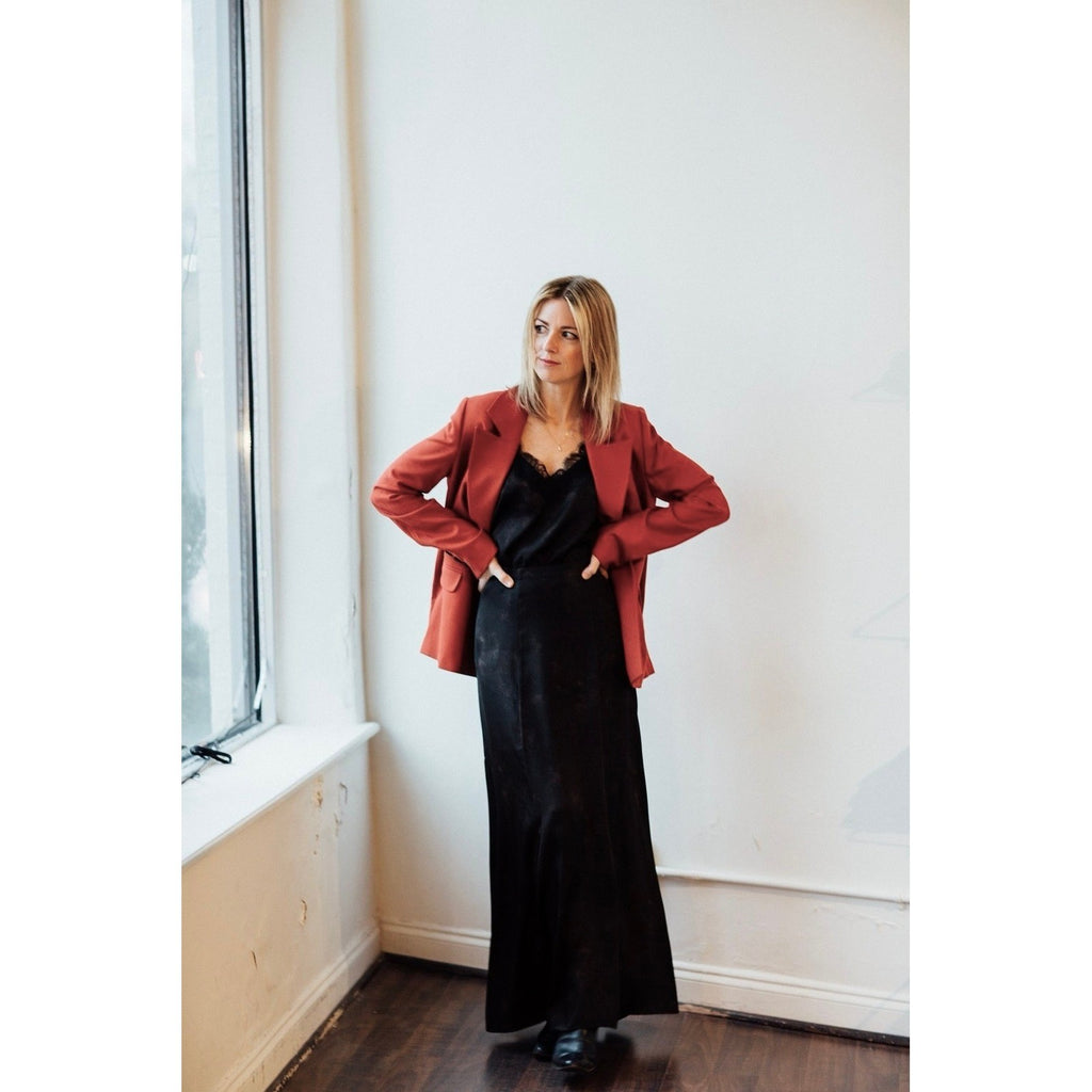 ANINE BING Becky Blazer Rust Double Breasted Pockets Boxy Business Solid Small