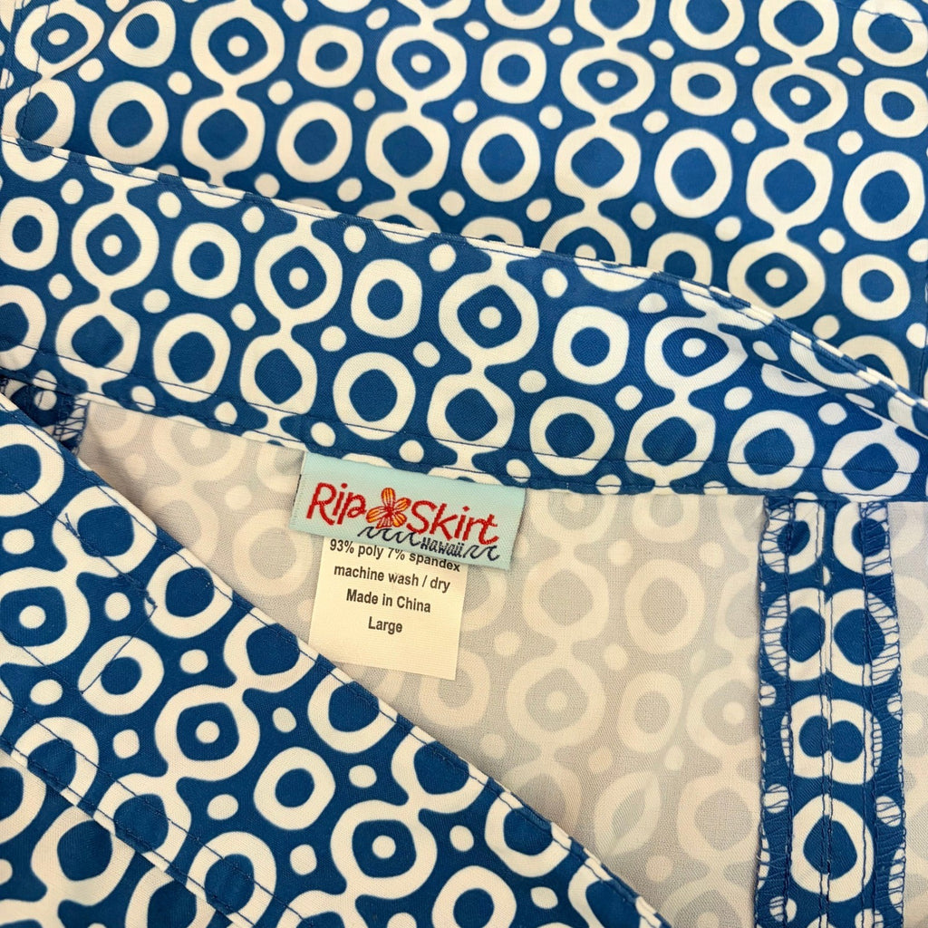 RIPSKIRT Hawaii Rip Skirt Length 2 Wrap Skirt Blue Dot Dot Dot Geometric Large