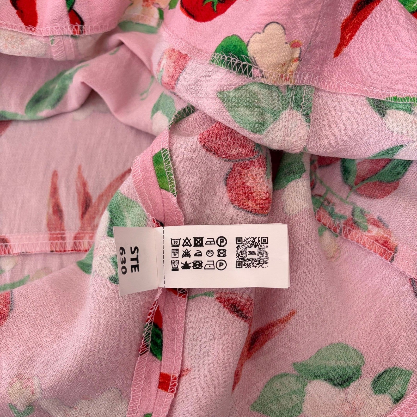 NWT!! ZARA Pink Cherries Veggie Print Mini Dress Cherry Vacation Medium