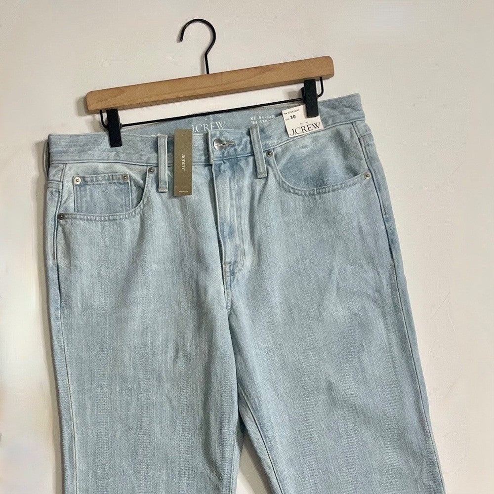NWT!! J. CREW Mid-Rise Straight Jeans Montauk Wash Denim Classic Preppy Size 30