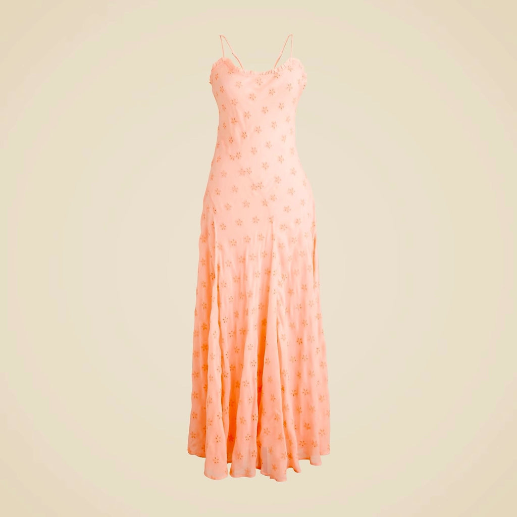 NWT!! J. CREW Collection Eyelet Maxi Slip Dress Blushed Peach Pink Fairy Size 6