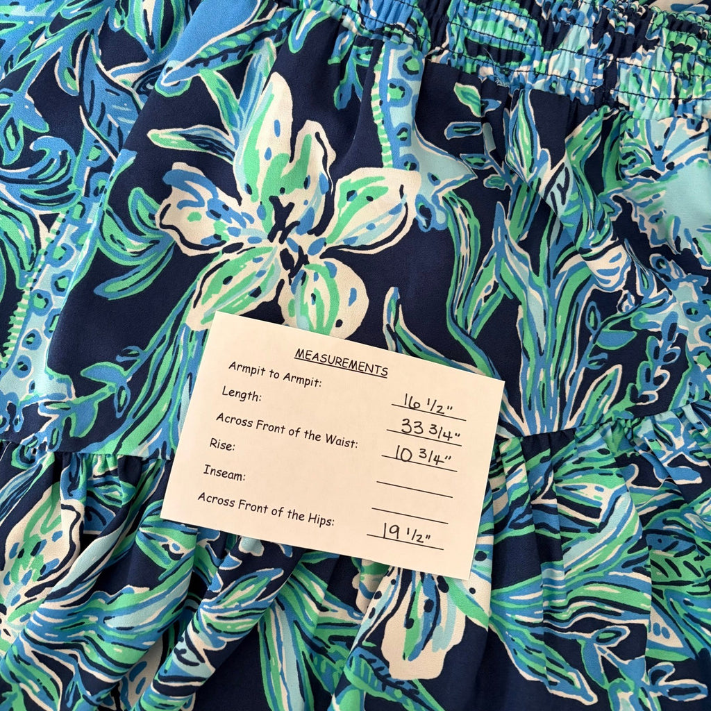 LILLY PULITZER Cristiana Dress High Tide Navy Take It Or Leaf It Smocked 0