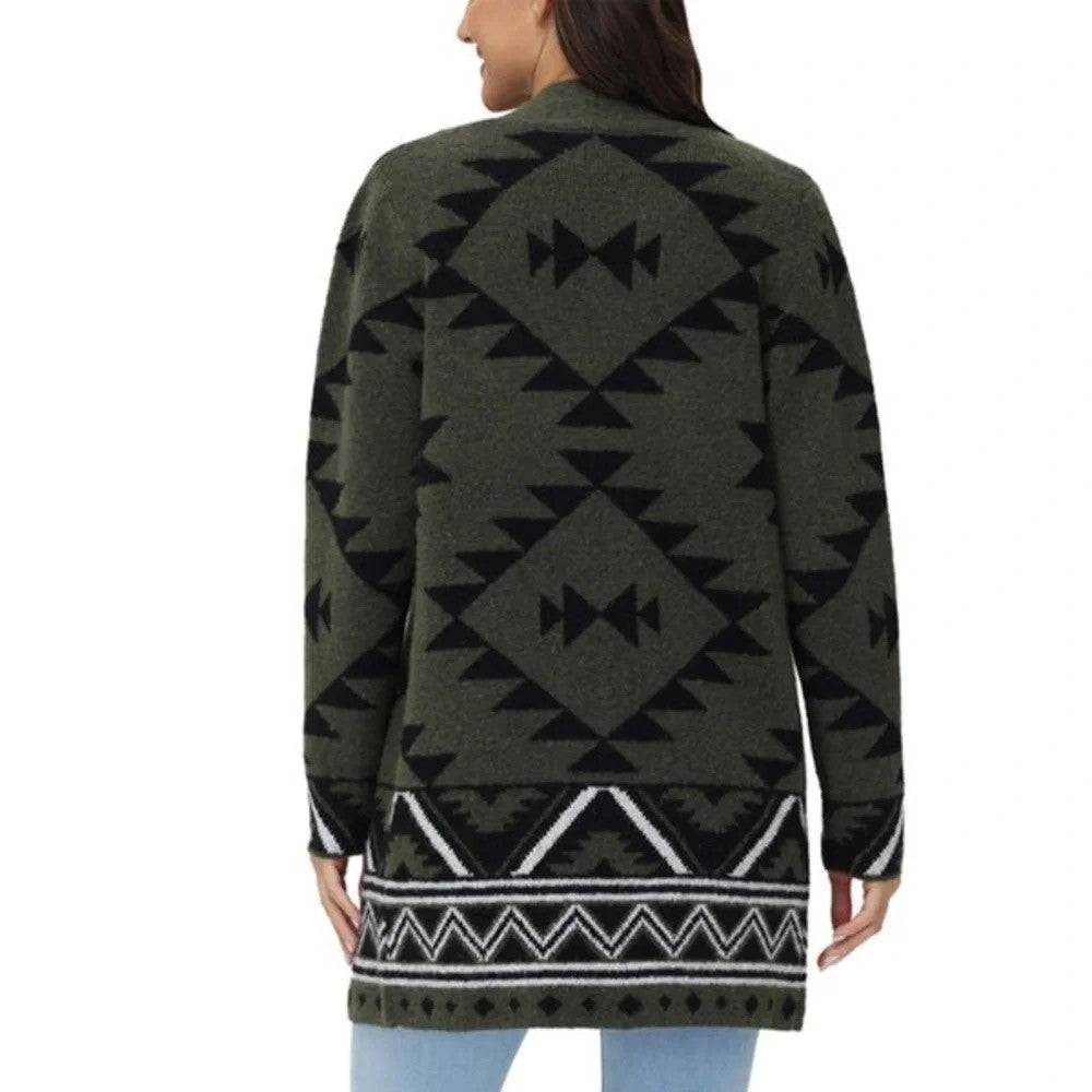 NWT!! FRYE Patterned Cozy Cardigan Sweater Burnt Olive Combo Green X-Large