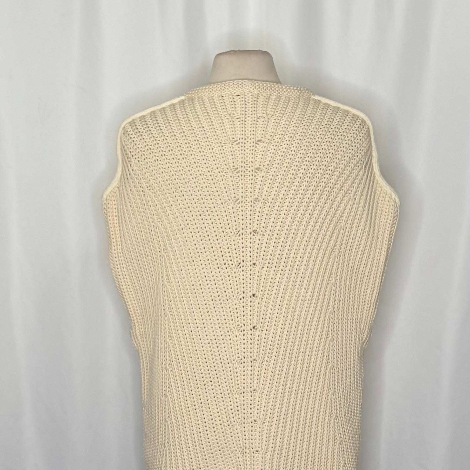 RAG & BONE Shane Sweater Vest Ivory Light Dove Sleeveless Cream Knit Small