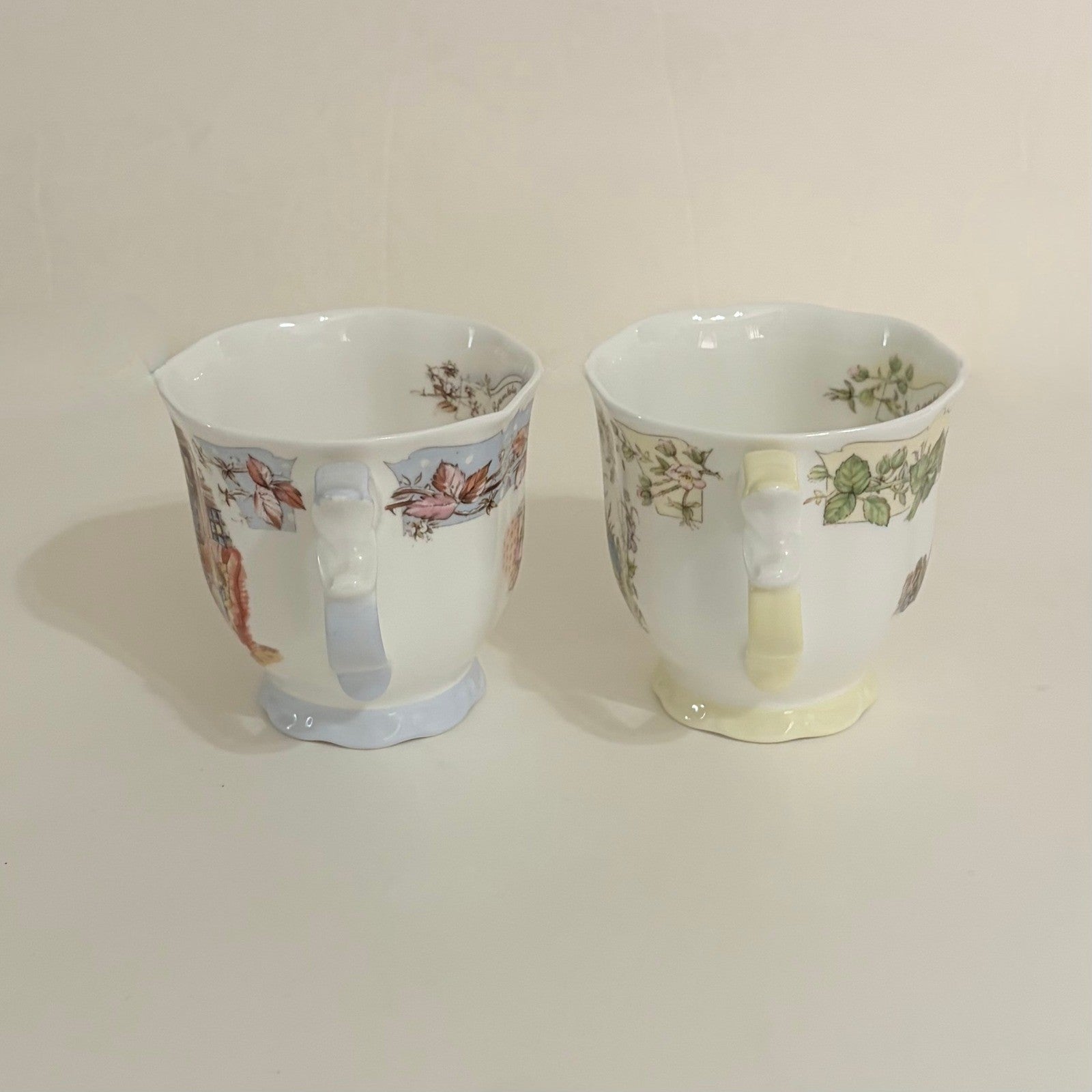 Set 2 Vintage ROYAL DOULTON Brambly Hedge Winter Spring Beaker Tea Cups 1983