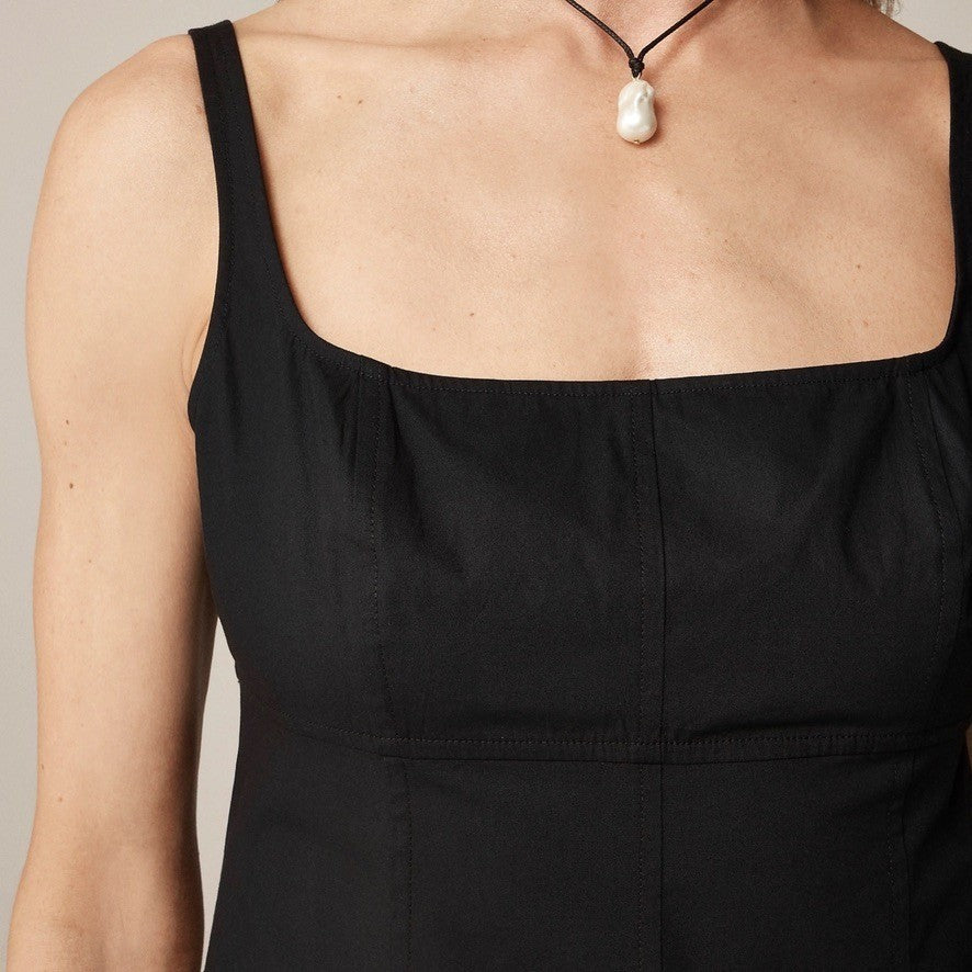 NWT!! J. CREW Squareneck Seamed Midi Little Black Dress Preppy Minimalist 10