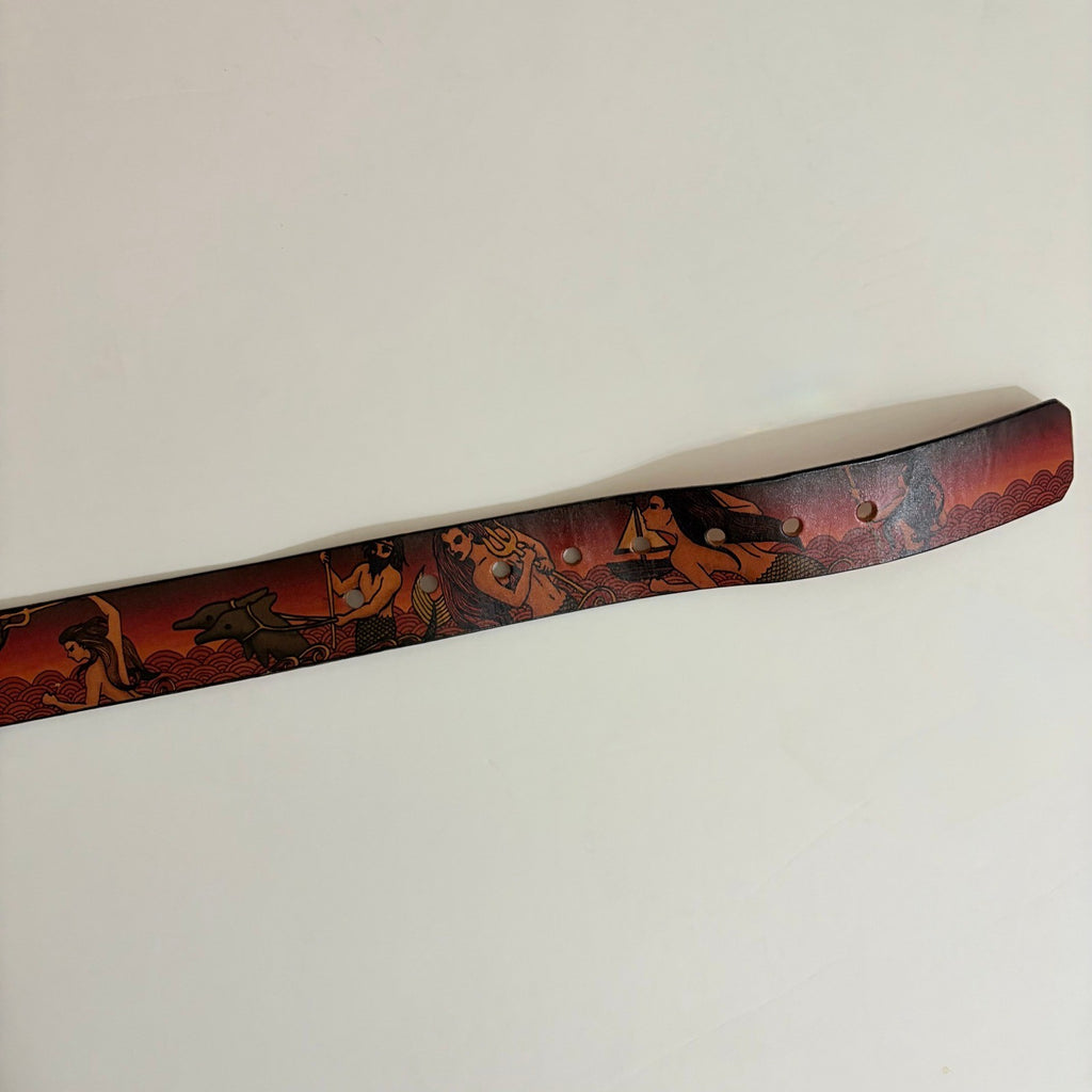 Unisex JON WYE Leather Paisley Belt Western Retro Made in USA Men Women 46.5"