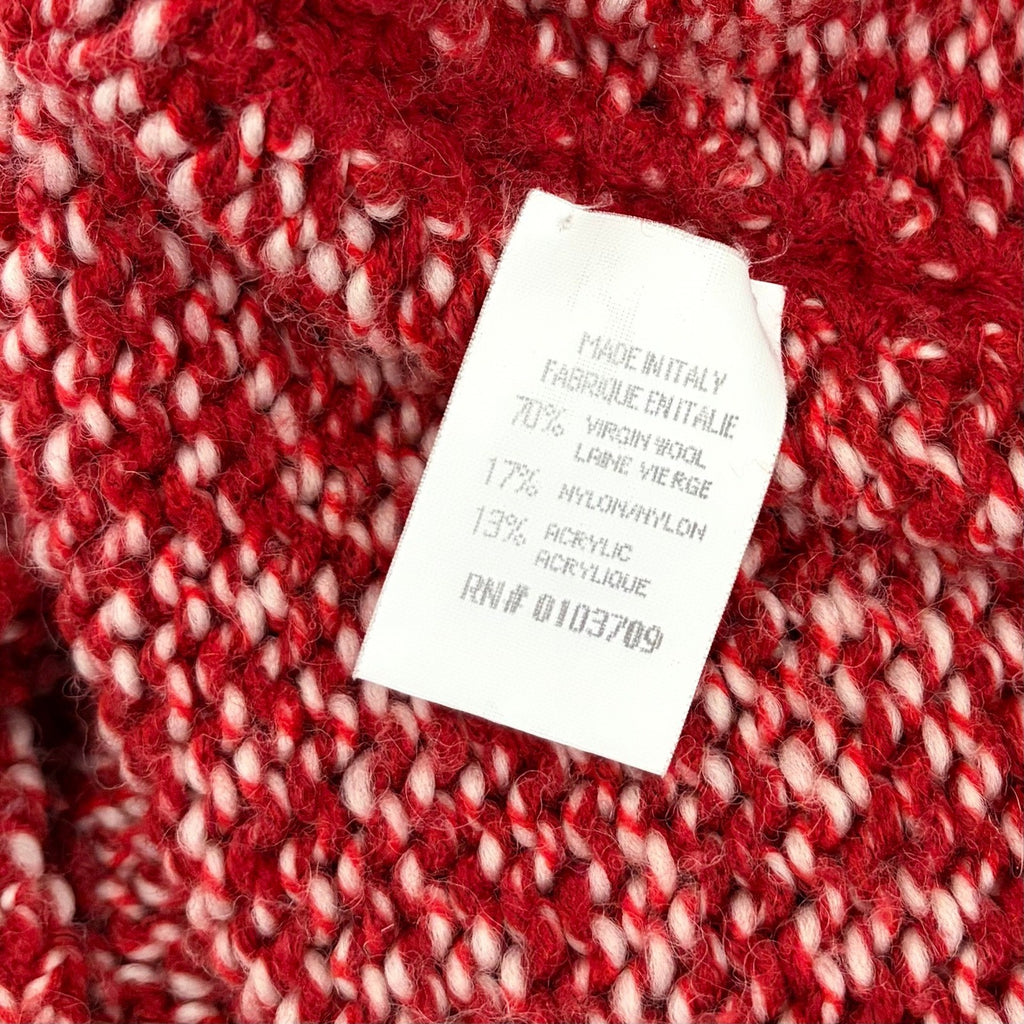 ARMANI COLLEZIONI Red White Wool Mock Neck Sweater Knit Pullover Medium