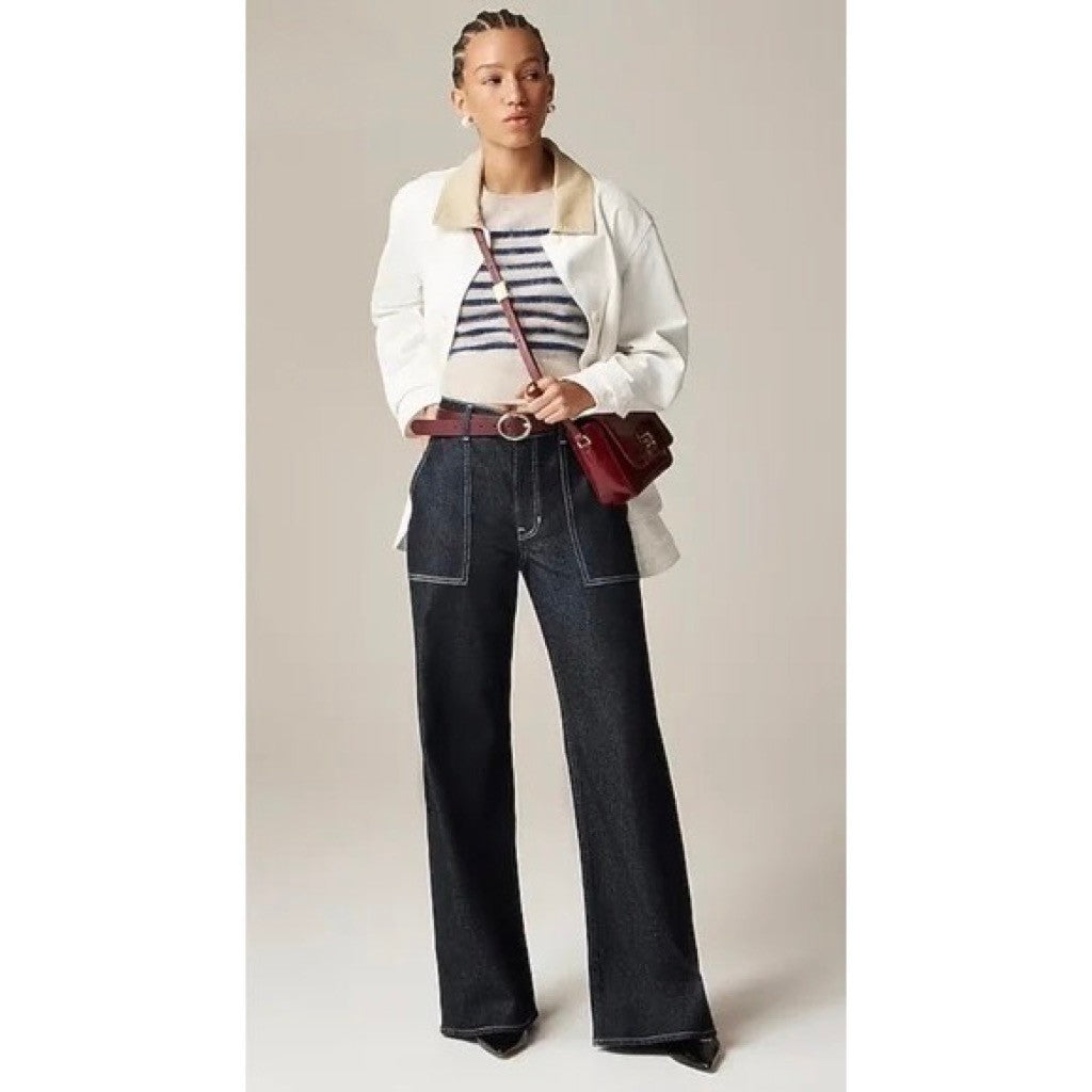 NWT!! J. CREW Barn Jacket Canvas Ivory Corduroy Collar Pockets Outdoors X-Large