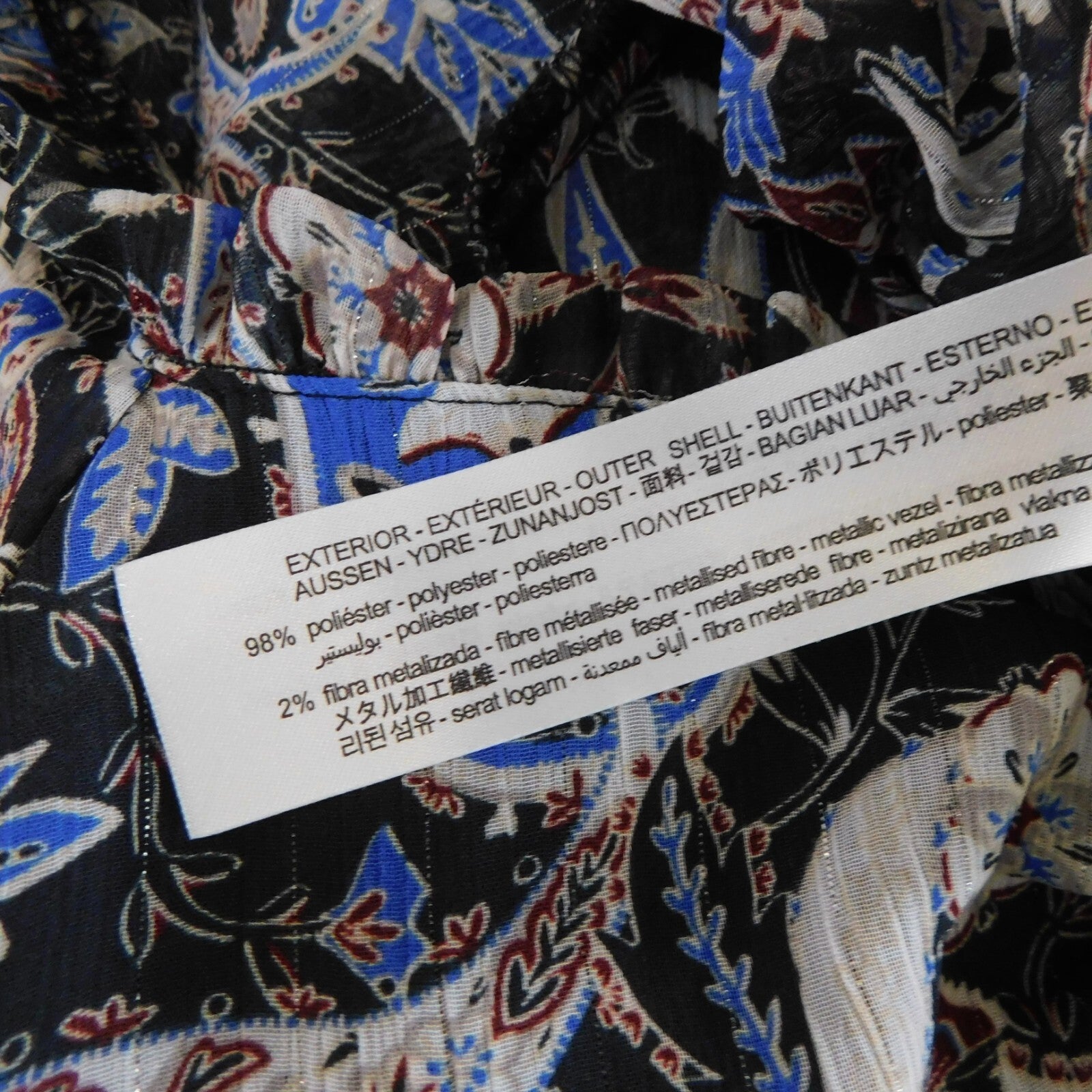 ZARA Paisley Floral Ruched Dress Ruffled Mini Metallic Party Cocktails Small
