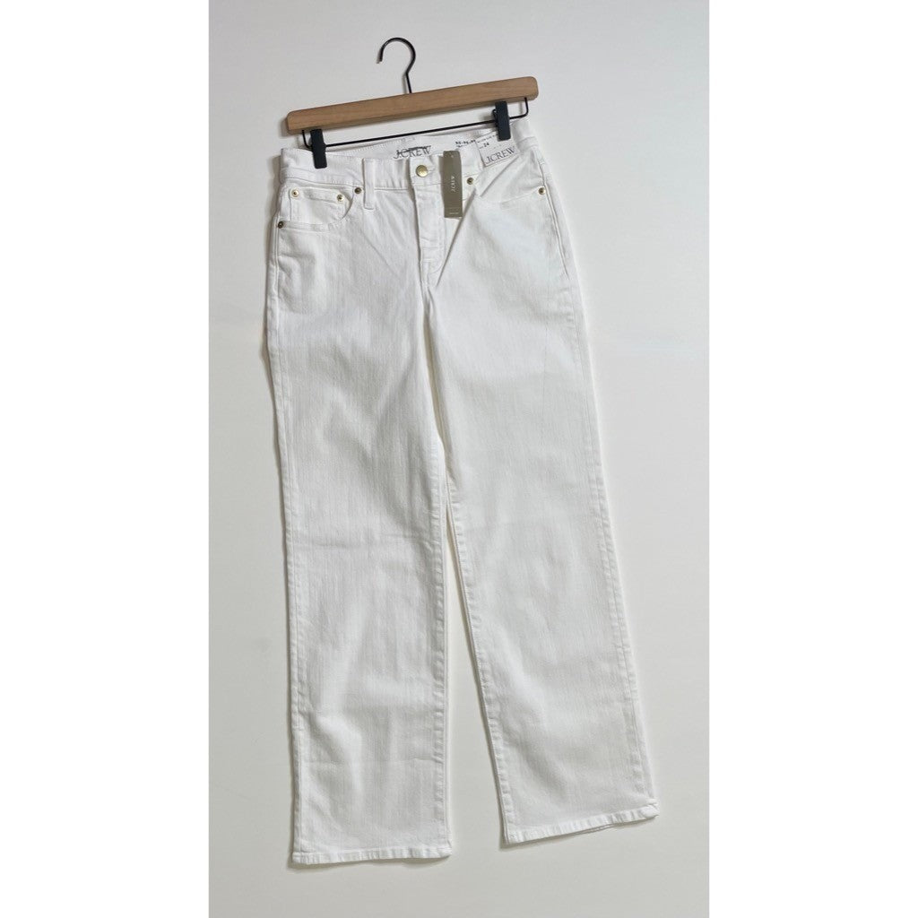NWT!! J. CREW Lower Rise Full Length Slim Wide Jeans Solid White Retro Size 24