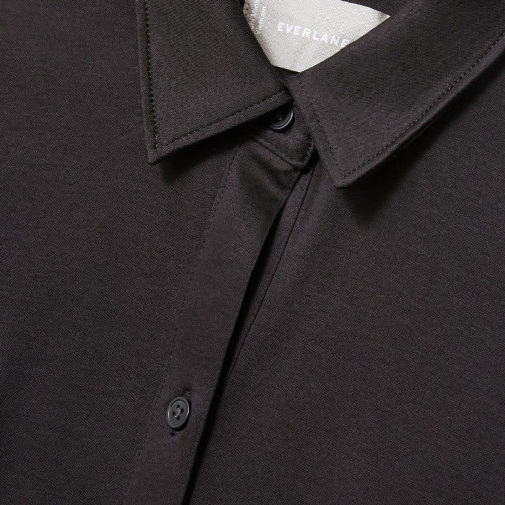 EVERLANE The Luxe Cotton Shirtdress Solid Black Shirt Dress Minimalist Small