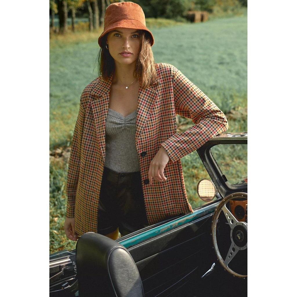 Anthropologie AVEC LES FILLES Longline Plaid Blazer Jacket Preppy Academia Small