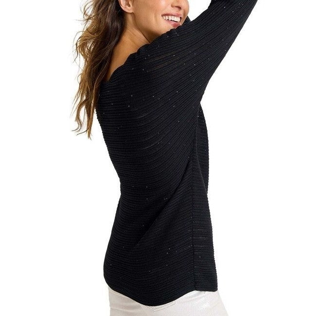 NWT!! TOMMY BAHAMA Jewel Bay Black Sequin V Neck Sweater Pullover Knit Large