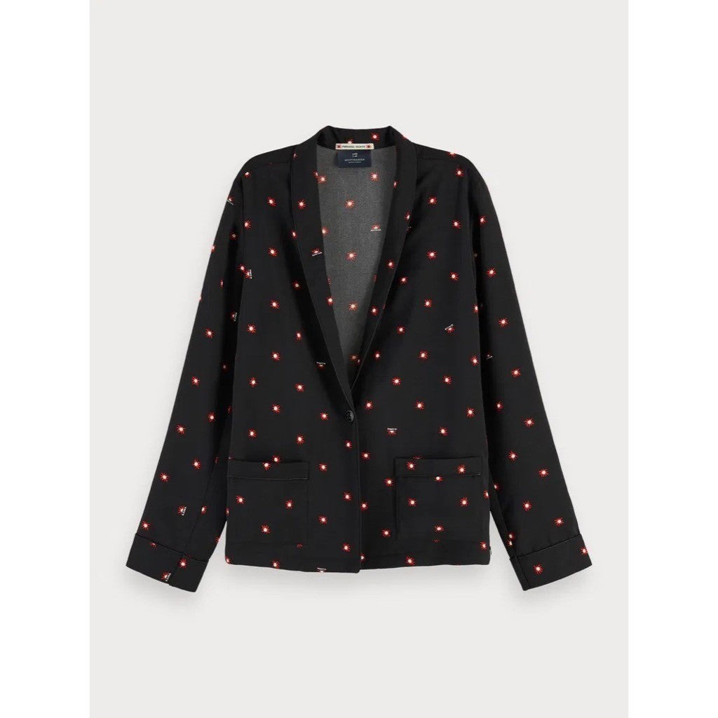 NWT!! SCOTCH & SODA Allover Sun Print Blazer Black Single Button Pockets X-Small