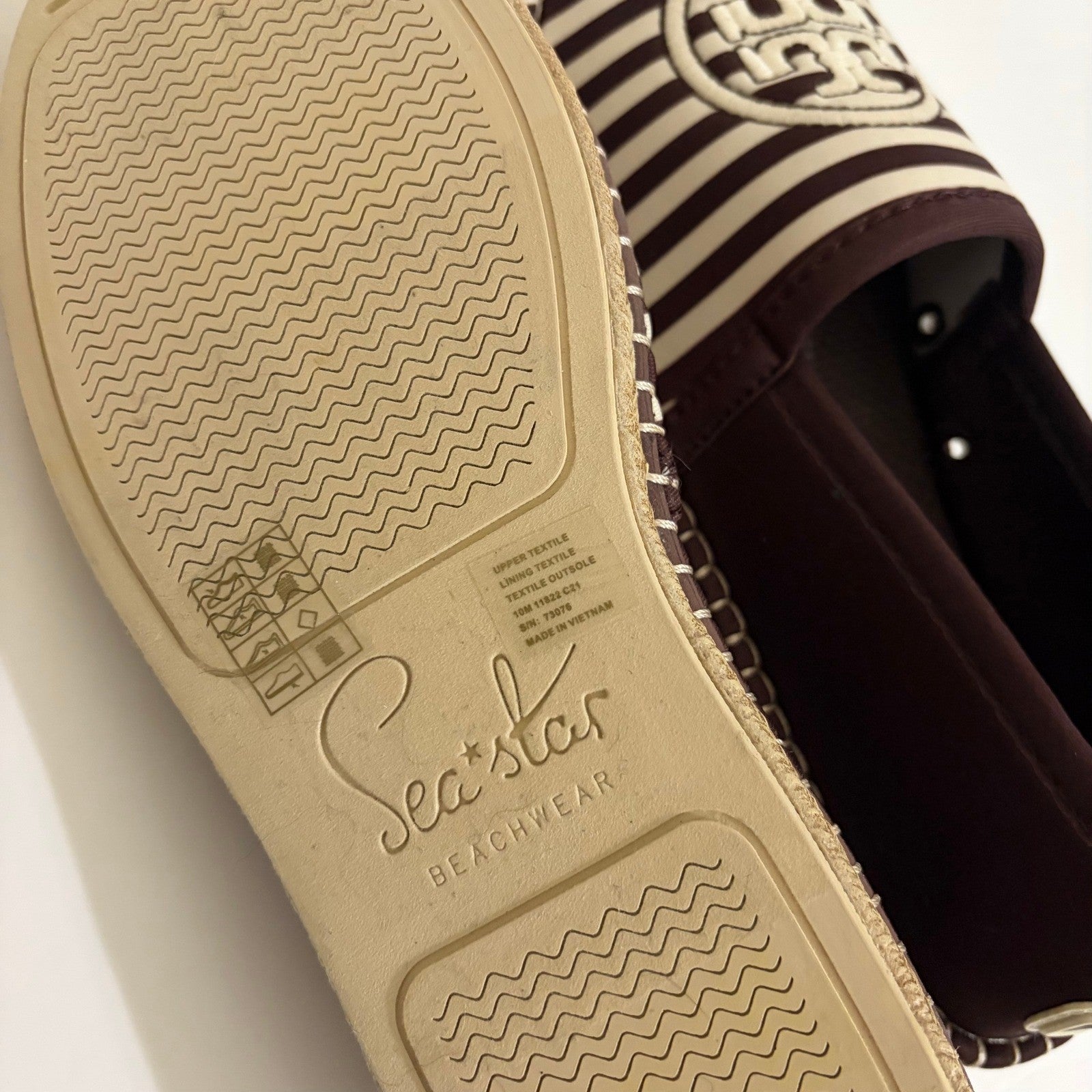 TORY BURCH x Sea Star Beachwear Espadrilles Brown Striped Shoes Size 10