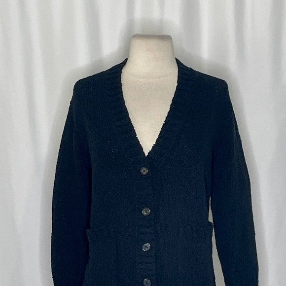NWT!! J. CREW Marina V-Neck Cardigan Sweater Pockets Solid Black Preppy X-Small