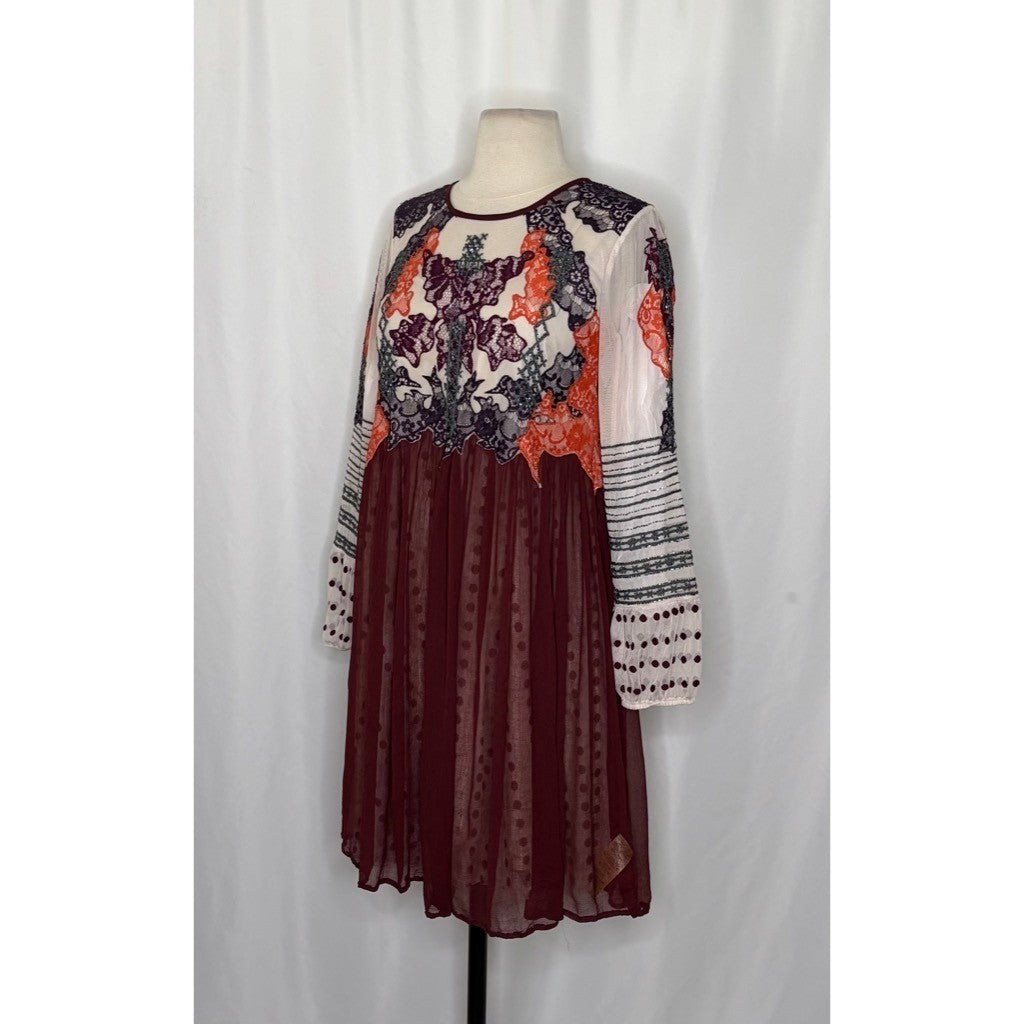 Anthropologie MOULINETTE SOEURS Eastberry Dress Embroidered Beaded Boho Size 2