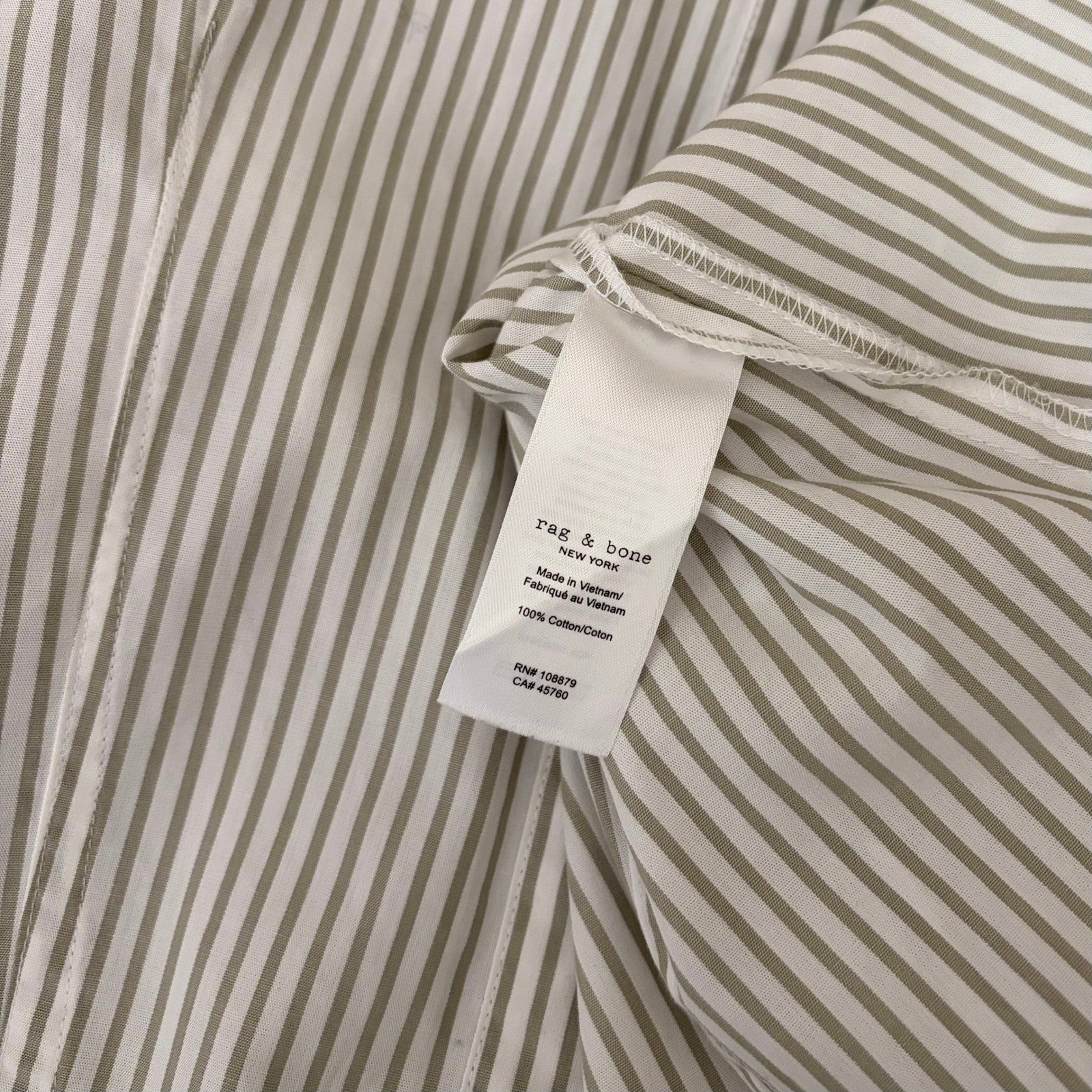 RAG & BONE Becca Striped Buttondown Shirt Top Cropped Green White Stripes Small