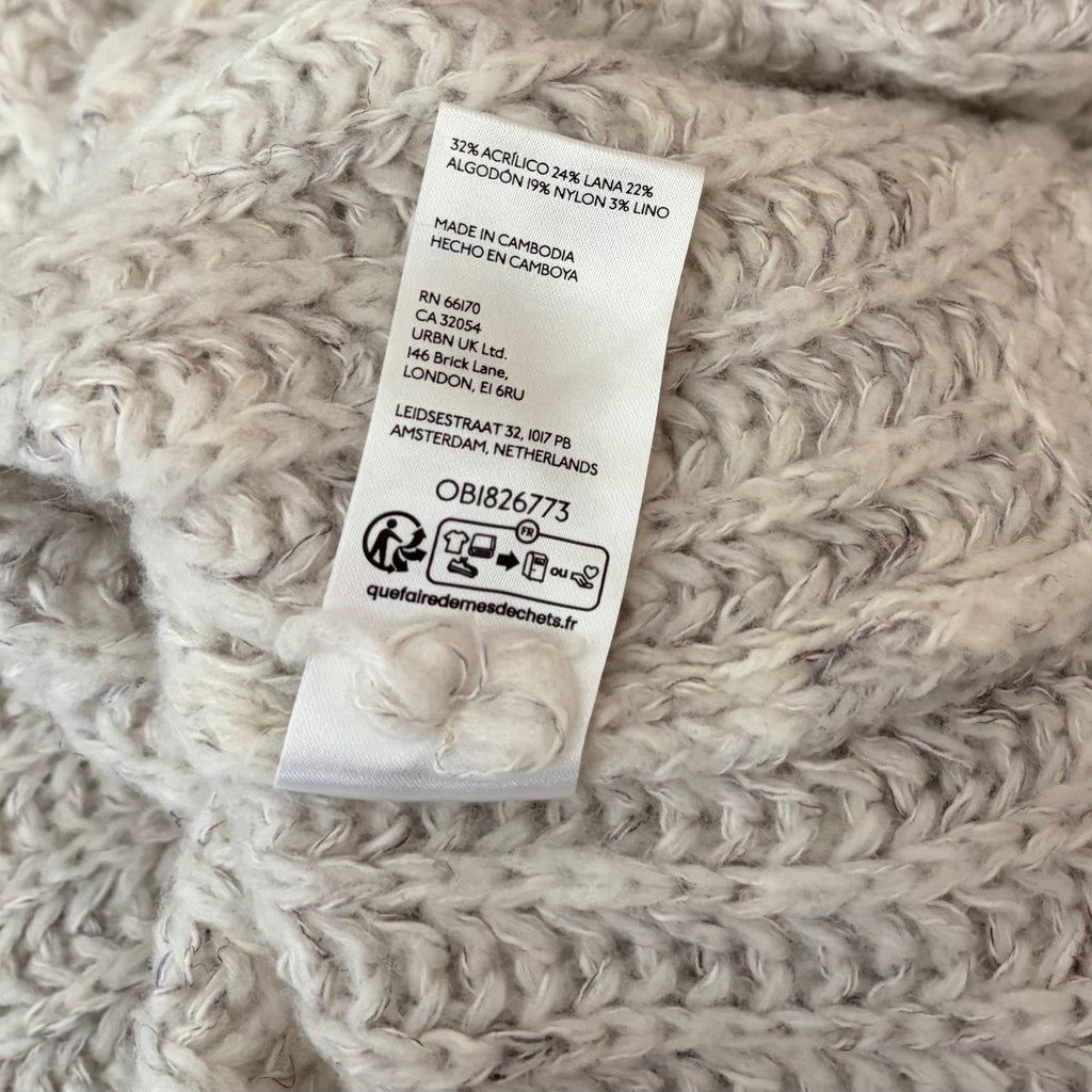 Anthropologie PILCRO Textured Tunic Sweater Gray Marled Knit Wool Linen Medium