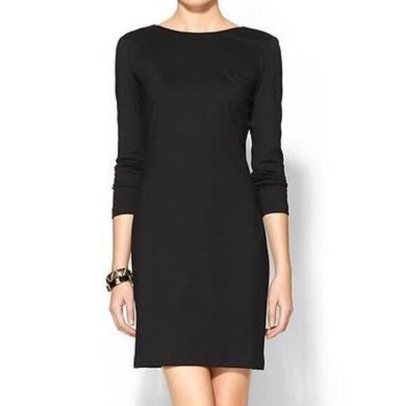 AMANDA UPRICHARD Black Open Back Bow Ponte Knit Dress Sheath Classic Large