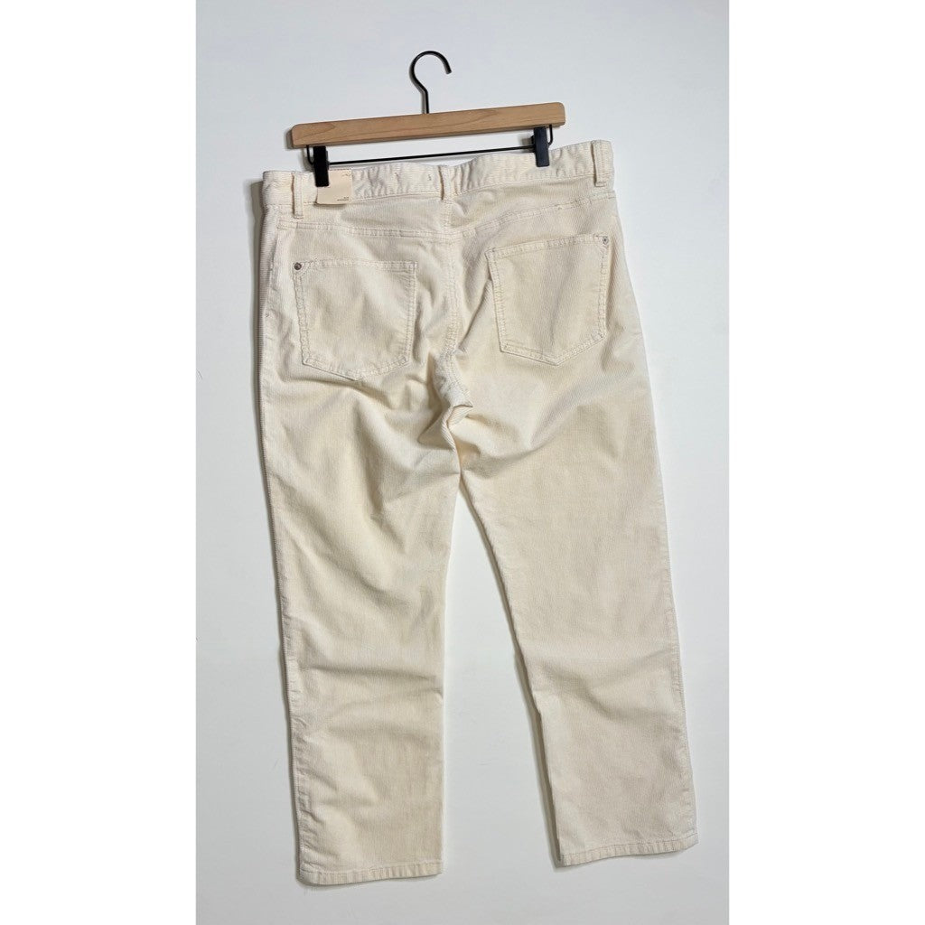 NEW!! Anthropologie PILCRO High Rise Slim Boyfriend Corduroy Pants Ivory Size 32
