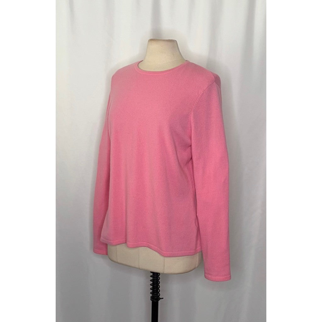 LANDS' END Pink Cashmere Pullover Sweater Solid Knitwear Preppy Barbie Large