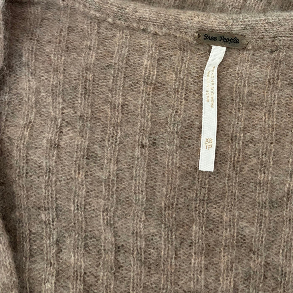 FREE PEOPLE Elias Cashmere Sweater Cropped Pullover Taupe Knitwear X-Small