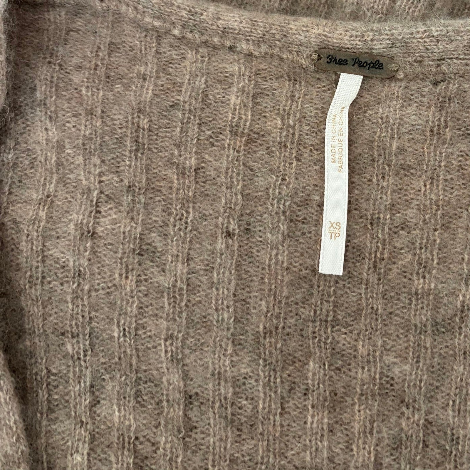 FREE PEOPLE Elias Cashmere Sweater Cropped Pullover Taupe Knitwear X-Small