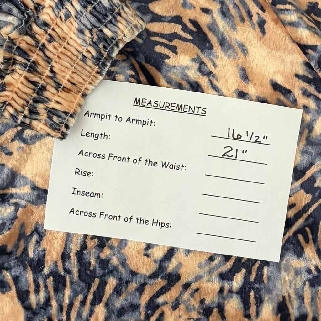 FREE PEOPLE Smocked Crushed Velvet Top Blouse Go Get 'Em Tiger Animal Small