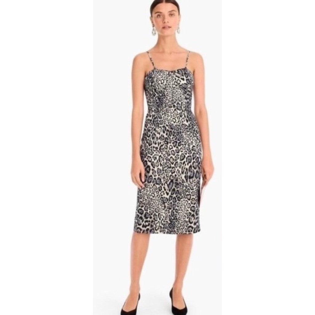 J. CREW Collection Animal Print Sheath Dress Leopard Strappy Bodice Size 4