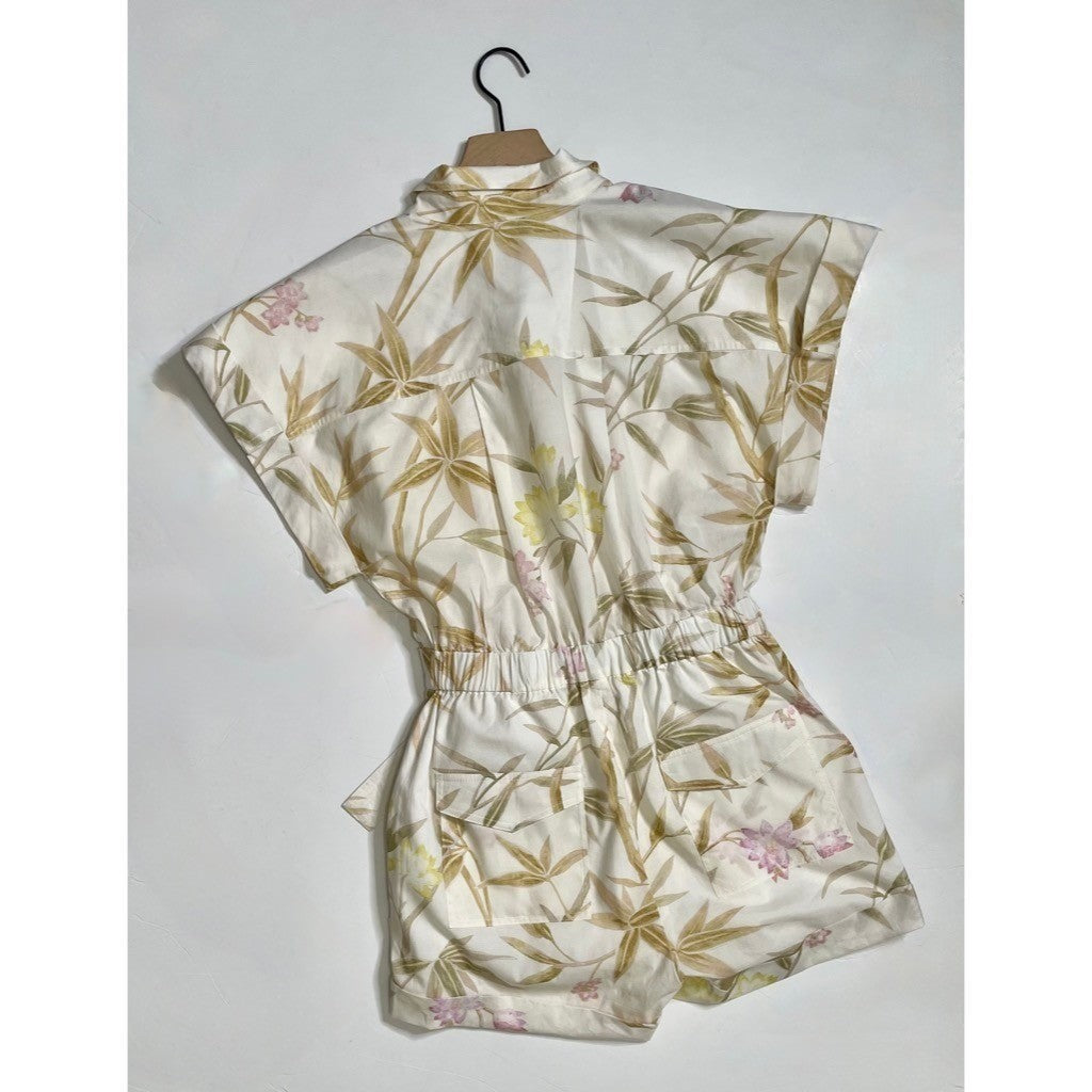 VANESSA BRUNO Eya Playsuit Floral Belted Cargo Pockets Vacation Size 38 / US 6