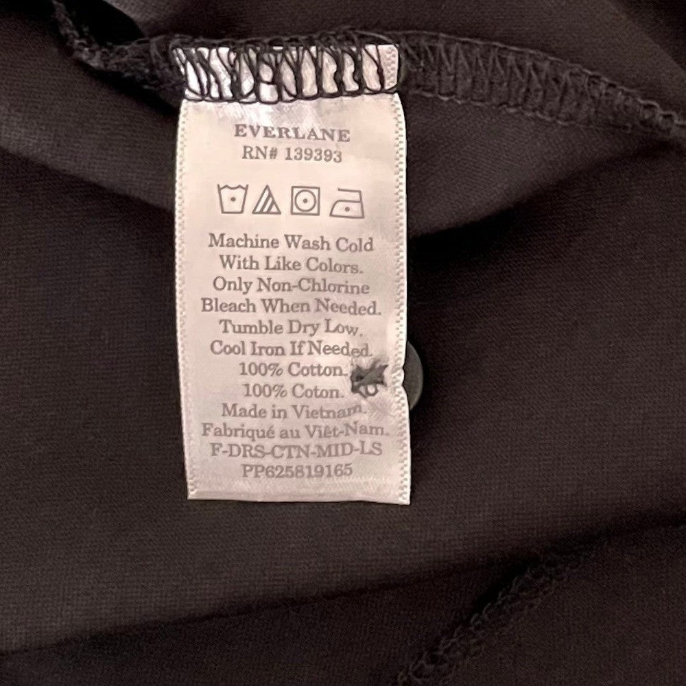EVERLANE The Luxe Cotton Shirtdress Solid Black Shirt Dress Minimalist Small