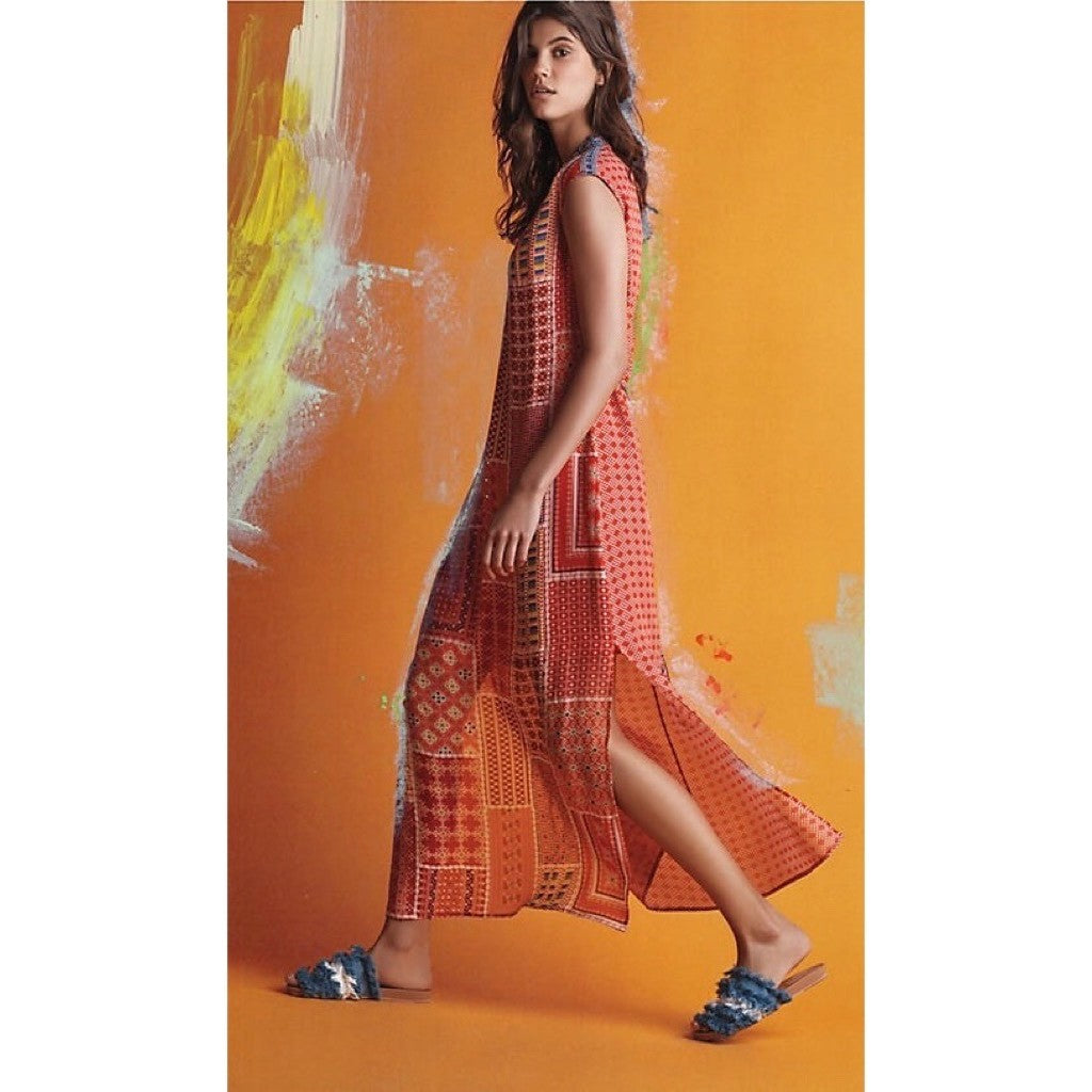 Anthropologie TANVI KEDIA Embroidered Beaded Sol Dress Maxi Bohemian Boho Small