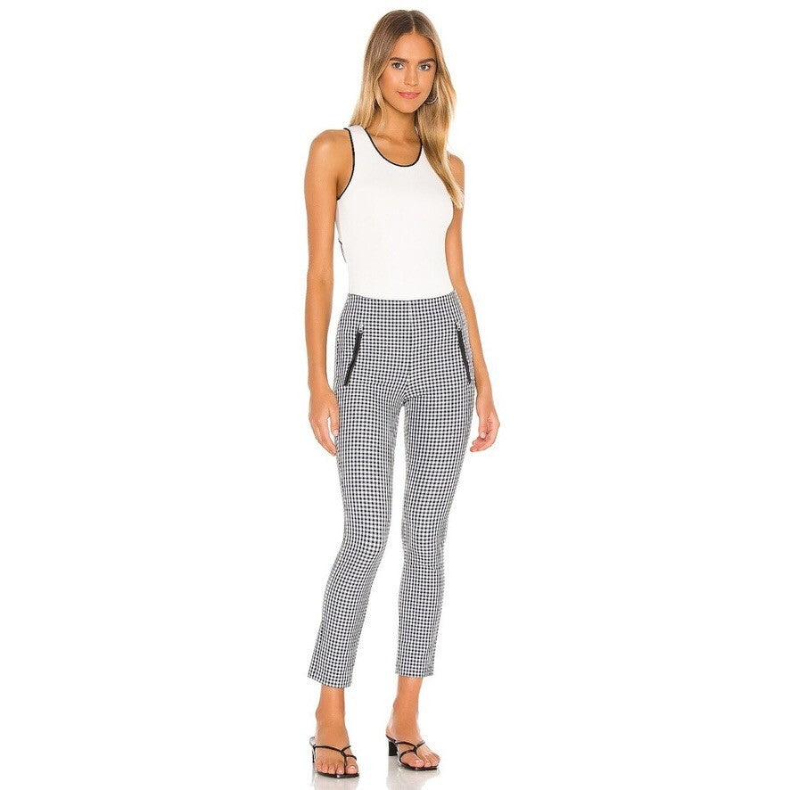 Revolve RAG & BONE Simone Gingham Pants Check Black White Tapered Size 4