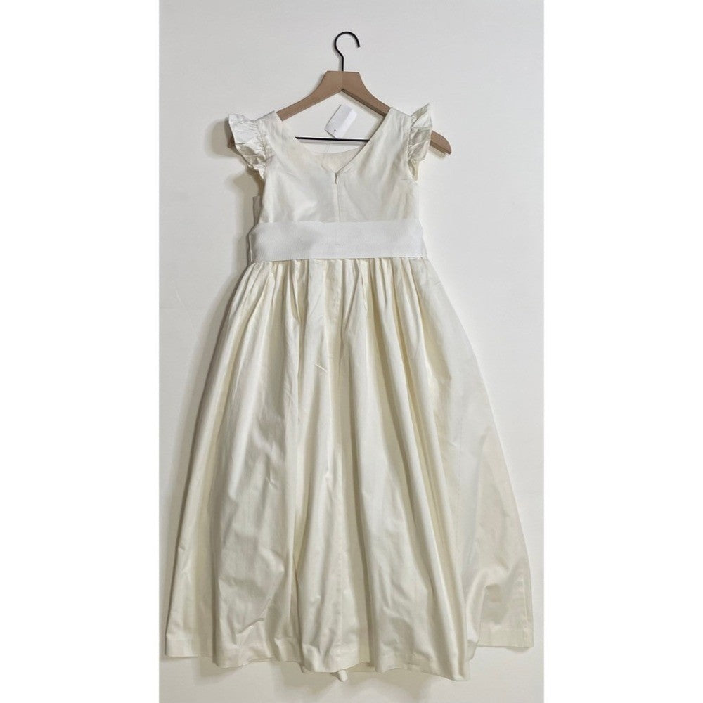 NWT! Girl's J. CREW Crewcuts Flutter Sleeve Dress Ivory Midi Maxi Ruffle Size 14