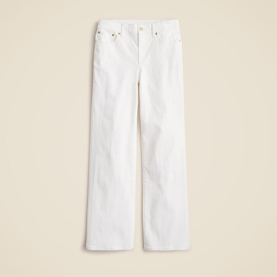 NWT!! J. CREW Lower Rise Full Length Slim Wide Jeans Solid White Retro Size 24