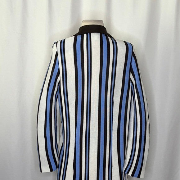 Exclusively MISOOK Striped Knit Blazer Cardigan Blue Black White Knitwear Small