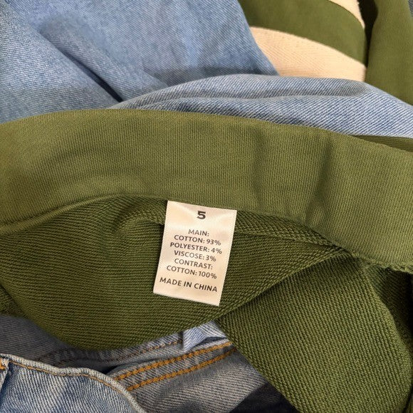 AUSTIN LANDING Sporty Jogger Jeans Green Stripes Denim Back Size 5 Juniors Small