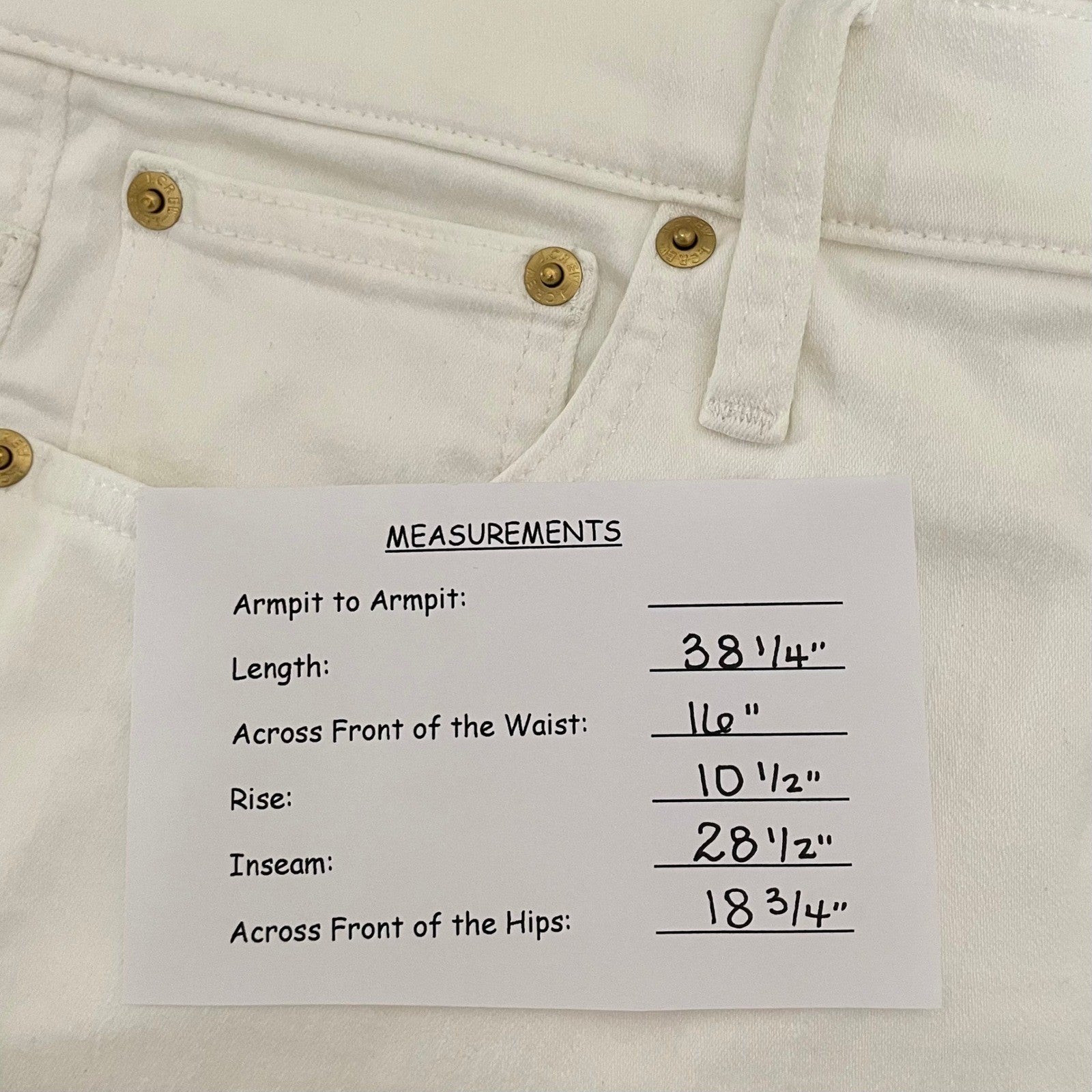 NWT!! J. CREW White Slim Jeans '03 2003 Stretch Solid White High Rise Size 29