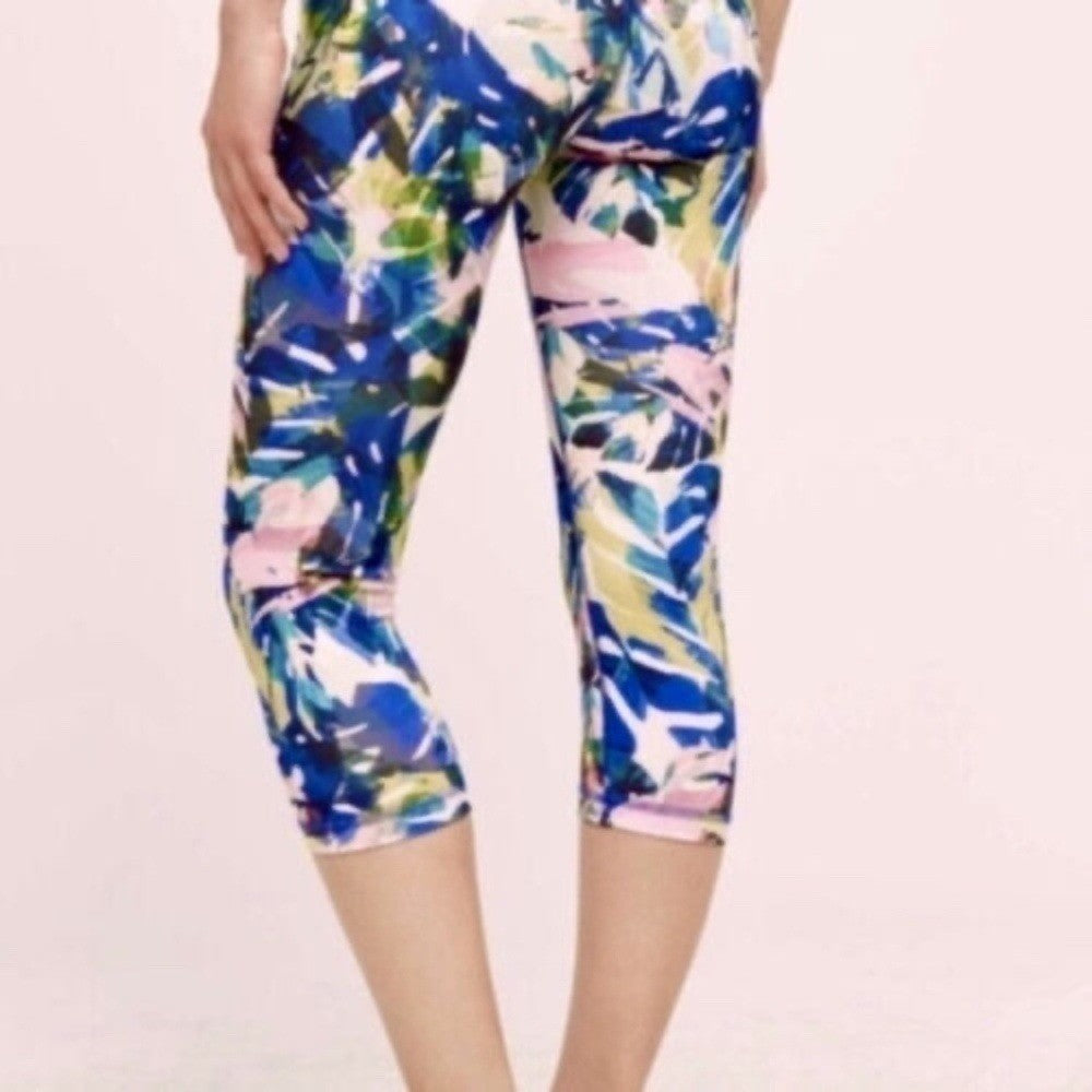 NWT! Anthropologie PURE + GOOD Crop Floral Legging Palm Tropical X-Large
