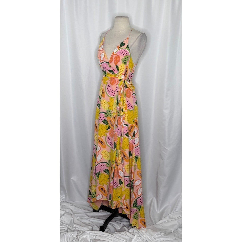 Anthropologie HUTCH Fruit High-Low Wrap Maxi Dress Glenne Tie Waist X-Small
