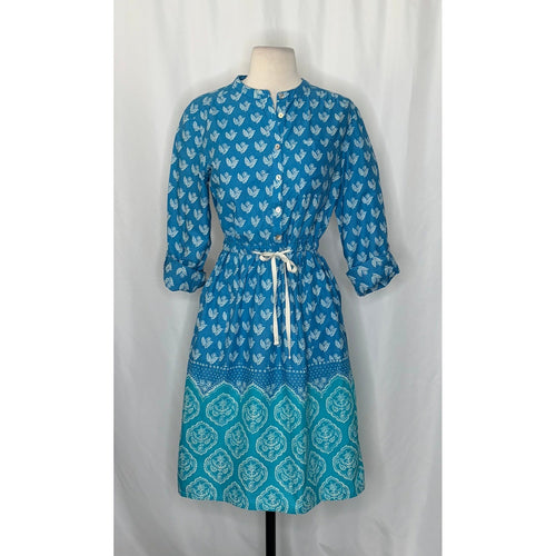 Anthropologie MEADOW RUE Anila Shirtdress Floral Blockprint Shirt Dress Size 4