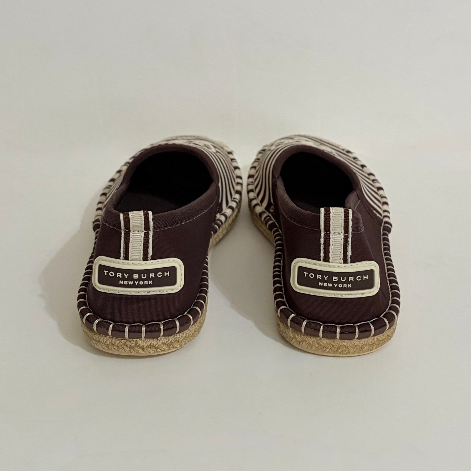 TORY BURCH x Sea Star Beachwear Espadrilles Brown Striped Shoes Size 10