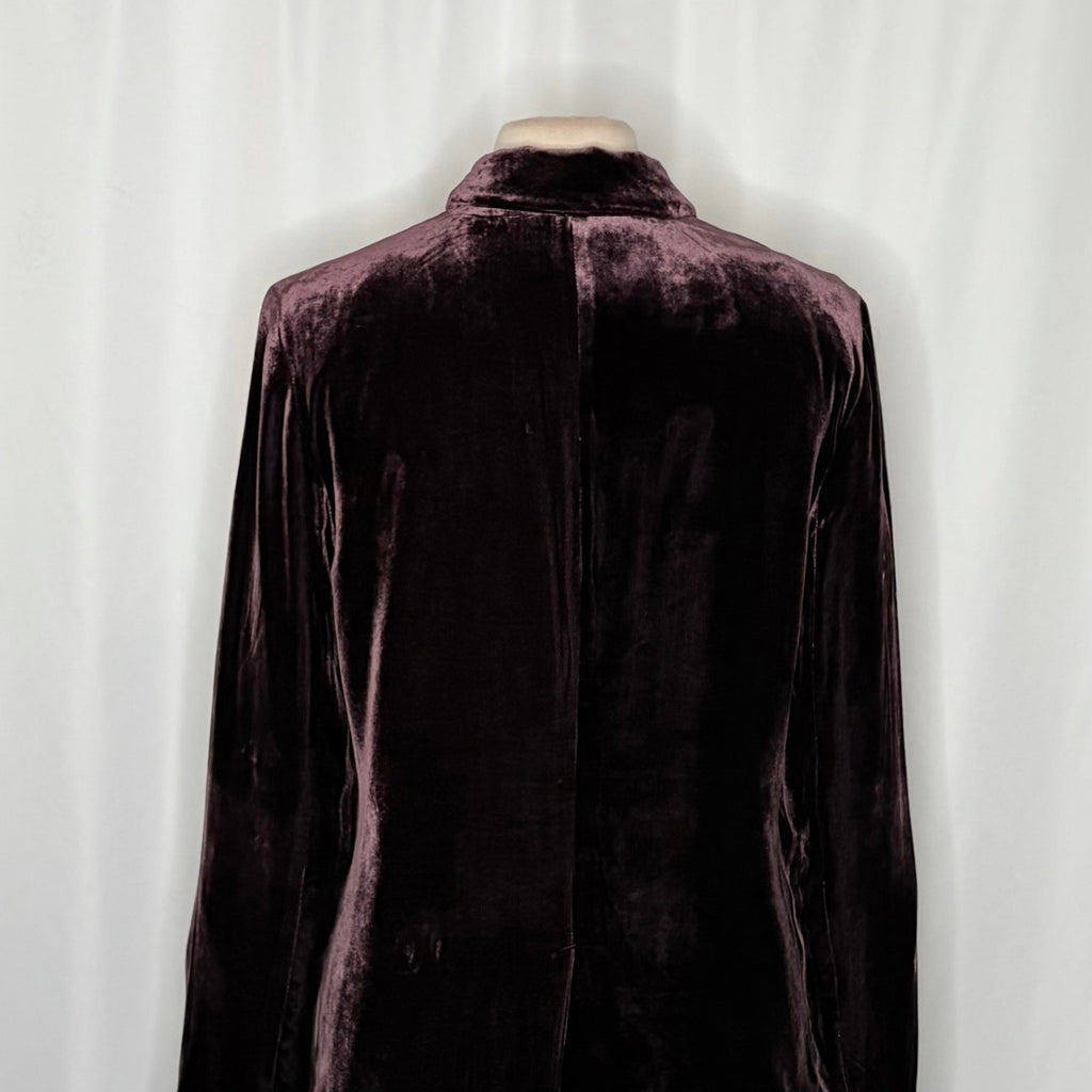 SUNDANCE Purple Silk Velvet Sofia Boyfriend Blazer Jacket Two Button Solid 10
