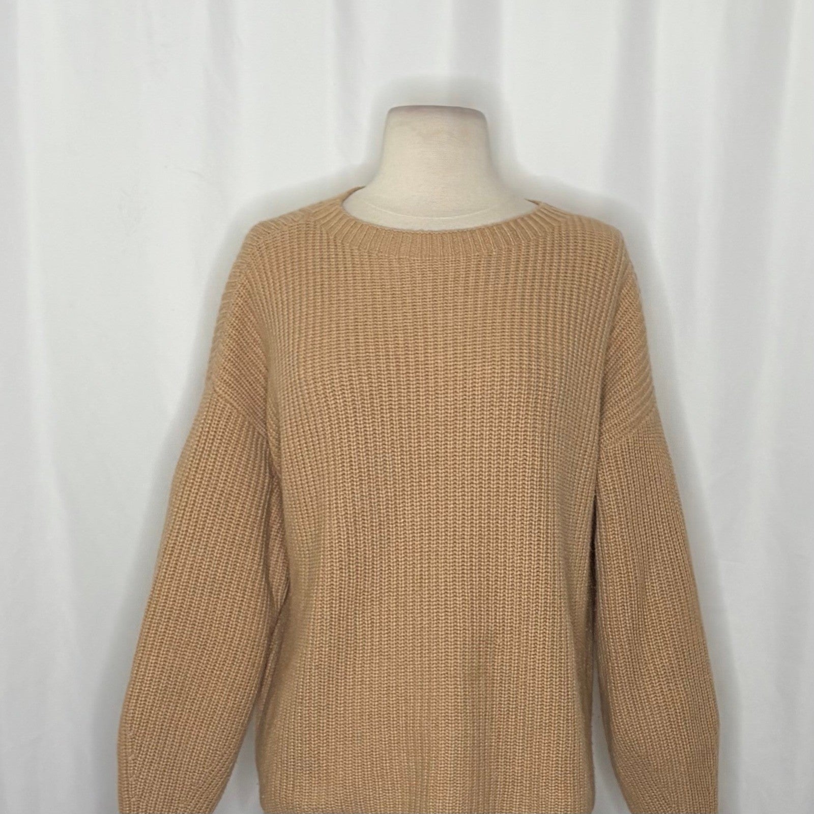 EILEEN FISHER Cashmere Round Neck Pullover Ribbed Shaker Knit Sweater Small