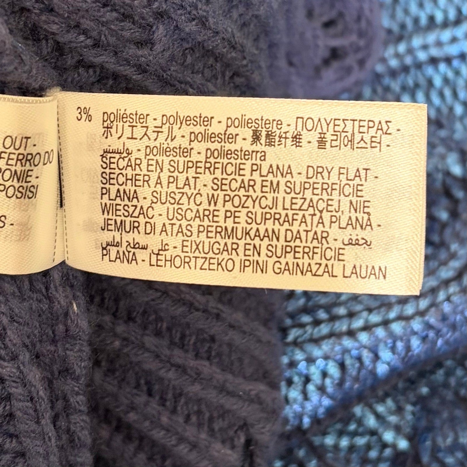 ZARA Metallic Blue Cropped Sweater Cableknit Distressed Cable Knit Crop Small