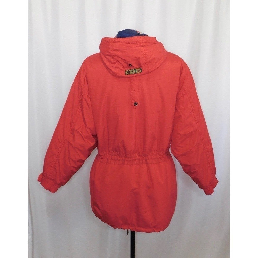 Vintage OBERMEYER Women's Embroidered Hooded Legend Coat Jacket Red Blue Size 10