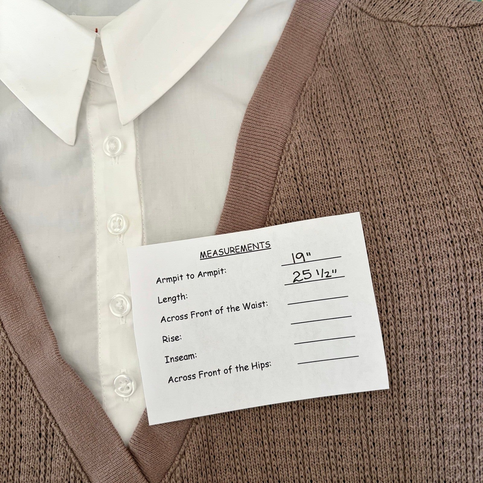 By ANTHROPOLOGIE Twofer Sweater Vest Shirt Blouse Layered Brown White X-Small